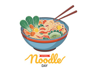 National Noodle Day on 06 October Banner Background. Horizontal Banner Template Design. Vector Illustration