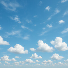 A Wide Expansive View of Beautiful Puffy White Clouds Against a Clear Blue Sky