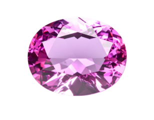 Oval-Cut Pink Gemstone with Faceted Sparkle, Isolated on White Background