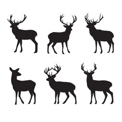 vector illustration of deer hunting silhouette set, Black & White silhouette set 