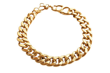 Obraz premium Gold chain bracelet isolated on transparent background. Luxury gold jewelry chain isolated.