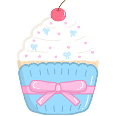 cupcake with pink ribbon