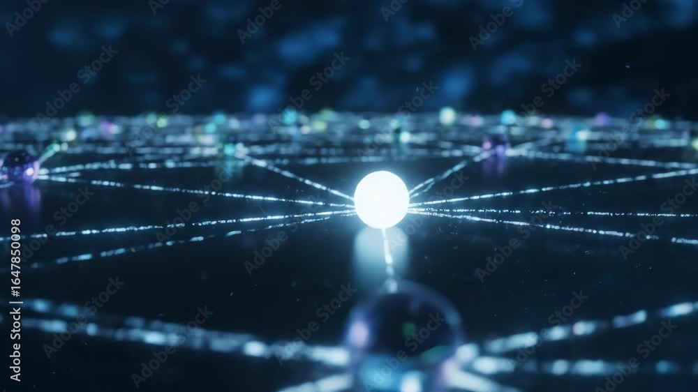 Poster digital network of connected spheres - a visually striking digital representation displays a network