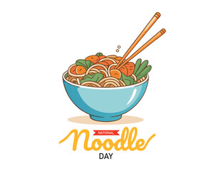 National Noodle Day on 06 October Banner Background. Horizontal Banner Template Design. Vector Illustration