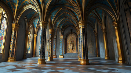 Obraz premium Luxurious medieval archway with elaborate gold details in historic architecture