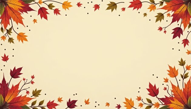 A beautiful autumn border design featuring colorful maple leaves in shades of red, orange, and yellow, creating a festive seasonal frame for text or images