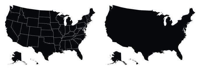 Fill and Stroke with Fill USA Map Vector Illustration