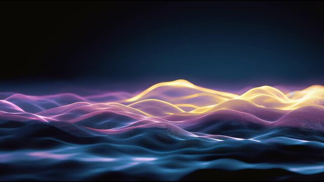 Glowing Waves of Light: An abstract visualization featuring undulating, luminous waves of light that ebb and flow. Capturing the essence of energy, motion, and the abstract form.