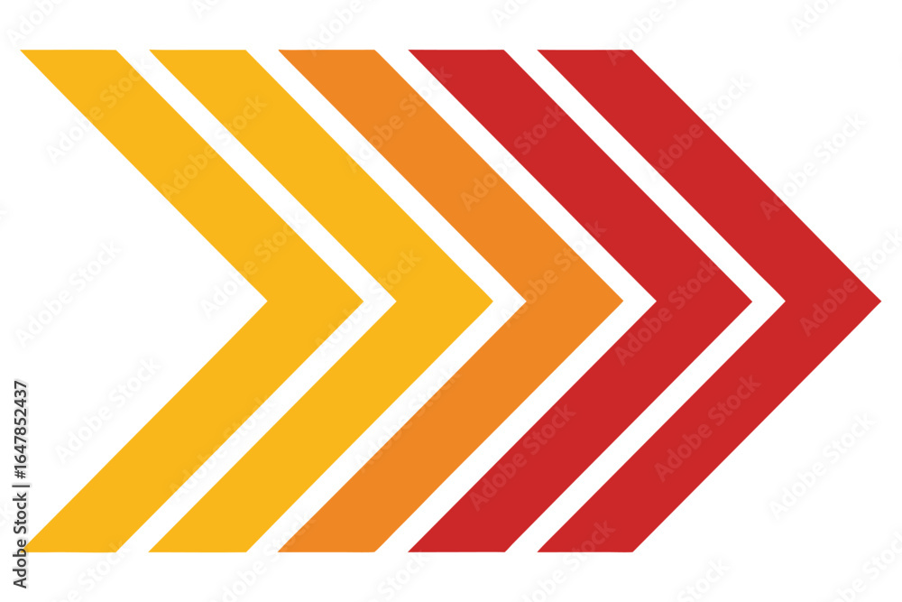 Poster chevron arrows gradient indicating progress or direction with warm colors and forward movement on wh