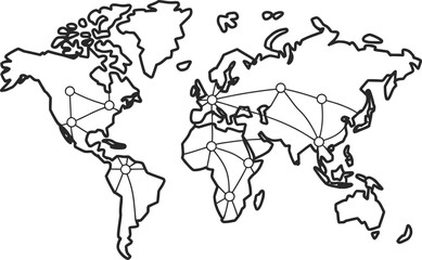Hand drawn outline of the world map