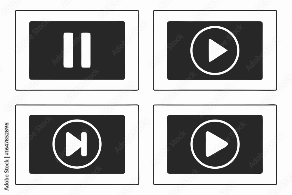 Leinwandbilder control panel buttons for media player play pause and skip functionality interface symbols for app d