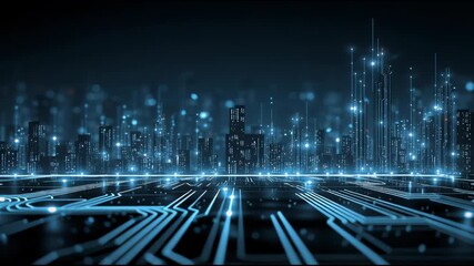 Cyber Cityscape: A futuristic digital city pulses with energy, its towering structures interconnected by intricate circuits and radiant points of light. - Powered by Adobe