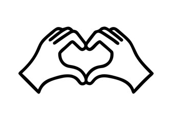 Obraz premium Two hands forming a heart shape vector silhouette 