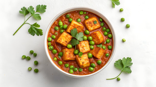 Authentic Indian Matar Paneer &ndash; Cottage Cheese and Green Peas Curry in Rich Tomato Gravy