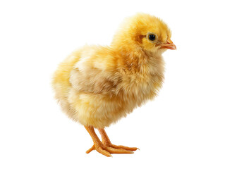 Cute fluffy yellow chick on transparent background