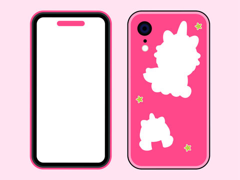 Design for a Pink Unicorn Smartphone Case with Star Accents.