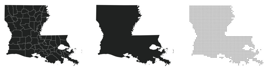 Vector illustration of louisiana of usa fill, stroke with fill and dotted map