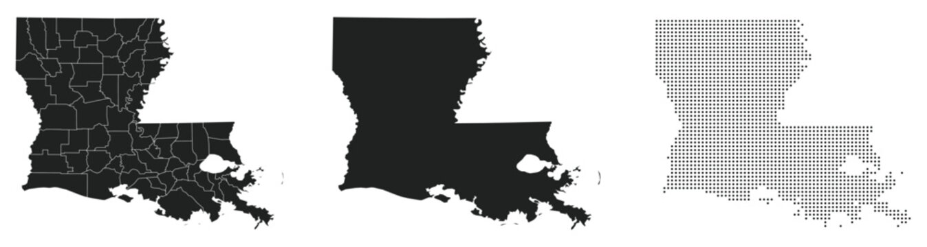 Vector illustration of louisiana of usa fill, stroke with fill and dotted map