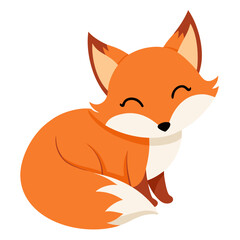 A Adorable Vector Cartoon Fox Illustration: Happy, Friendly, Childlike Style on white background 