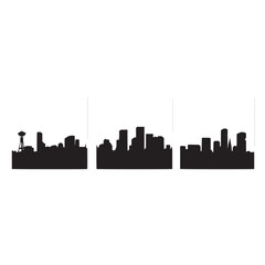 Fototapeta premium vector illustration of denver skyline silhouette set, Black & White silhouette set 