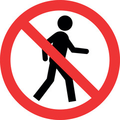 No Pedestrians Prohibition Sign Indicating Walking Is Forbidden, Safety Warning