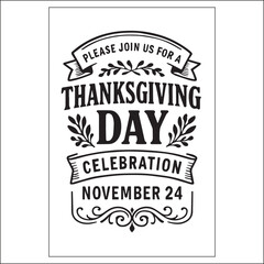 Thanksgiving Day Invitation Label Design Black And White