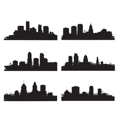 vector illustration of des moines skyline silhouette set, Black & White silhouette set 