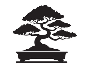 bonsai vector illustration design colors. Vector black silhouette. with white background