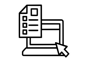Document and cursor on the computer screen icon
