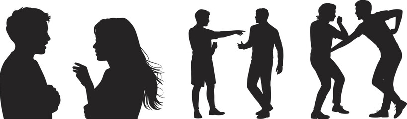PrintCouple conflict, argument, disagreement, silhouette fight, emotional tension, pointing fingers, relationship stress, people shouting, angry discussion, verbal dispute,