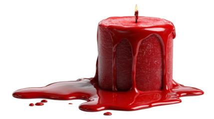 Extinguished red candle isolated on white background