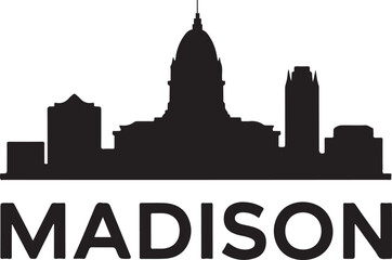 Fototapeta premium Madison Skyline Silhouette Vector on White Background