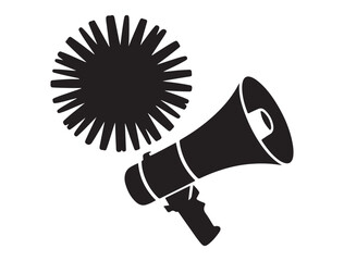 vector pom pom and megaphone. Vector black silhouette. with white background
