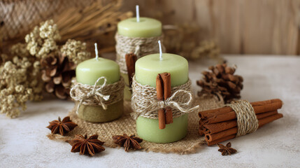 How to make candle decorated with cinnamon sticks - step by step, tutorial