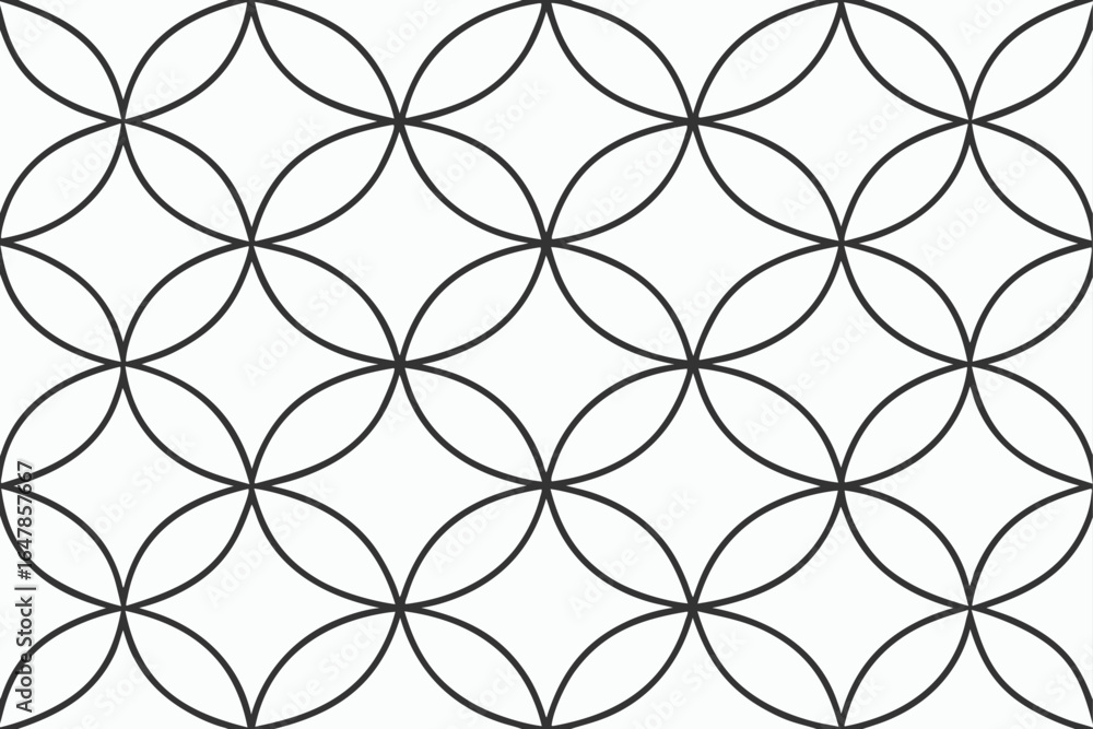 Poster seamless geometric pattern with interlocking circles black and white design modern minimalist backgr