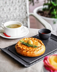 Delicious Pastry with Coffee in a Cozy Caf Setting