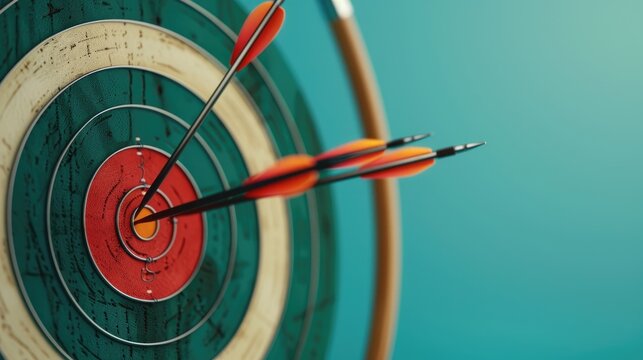 Arrows stick out in the colorful target. The concept of business and success.