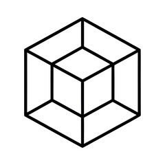 Cube Shape Outline Illustration on White Background
