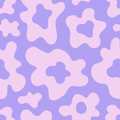 Minimal purple seamless pattern with distorted flowers