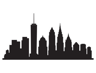 Obraz premium New York skyline vector design silhouette, ideal for vinyl cutting. Features detailed lines and rounded corners for optimal vinyl ready. Includes all major NYC landmarks