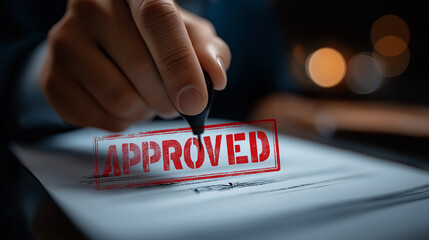Document approval stamp on loan paperwork