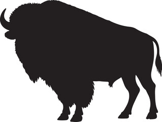Bison in silhouette on white