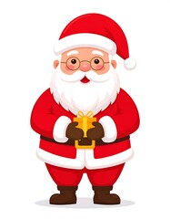 Cartoon Santa holding a gift