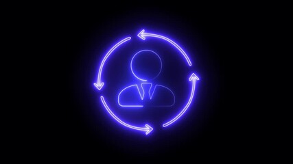 man icon neon icon ,glowing new user icon ,icon blue color ,animation Recycle icon animation Clean Environment Concept arrows and reuse symbol with eco-friendly concept. contract icon animation on 
