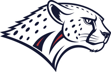 Aggressive cheetah head logo with spots and red accents © Orpita