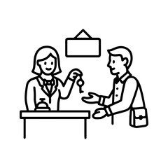 Line icon getting keys at the hotel vector on white background
Vector line icon on white background