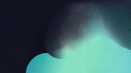 Luminous Digital Sphere with Intricate Grid over a Mint Green Curve