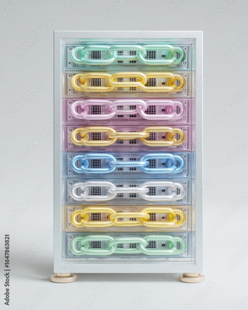 Aufkleber tech innovations server racks and chain links in blockchain solutions