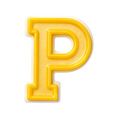 Capital Letter P in Golden Hues: A vibrant letter P stands out in gold color, its design is simple. It represents of the alphabet, education, words, and language.