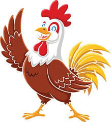 Cartoon rooster, farm animal, chicken mascot, poultry illustration, barnyard bird, colorful rooster, funny chicken, cock bird, vector, happy rooster design